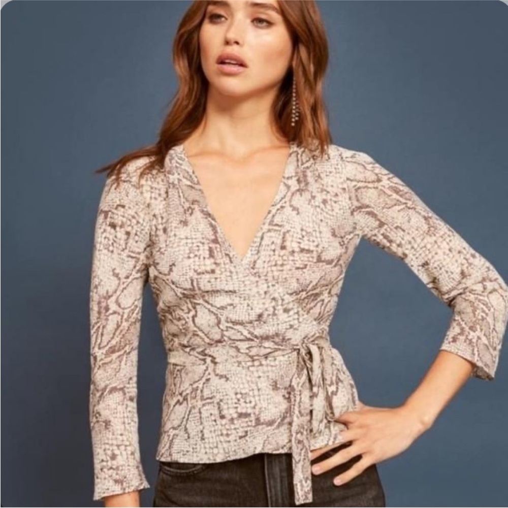 Reformation Langley Python Wrap Top Size Medium - image 2